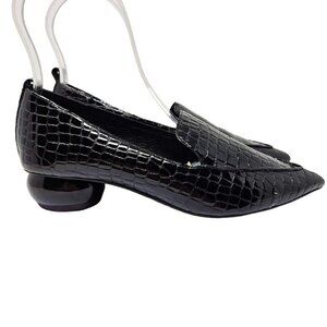 Jeffrey Campbell Black Croc-Embossed Loafers